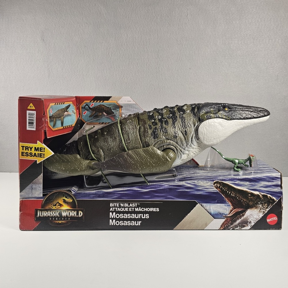 Mattel Jurassic World Rebirth Bite N Blast Mosasaurus JCH00 Dilophosaurus NEW
